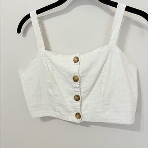 White Button-Up Crop Top